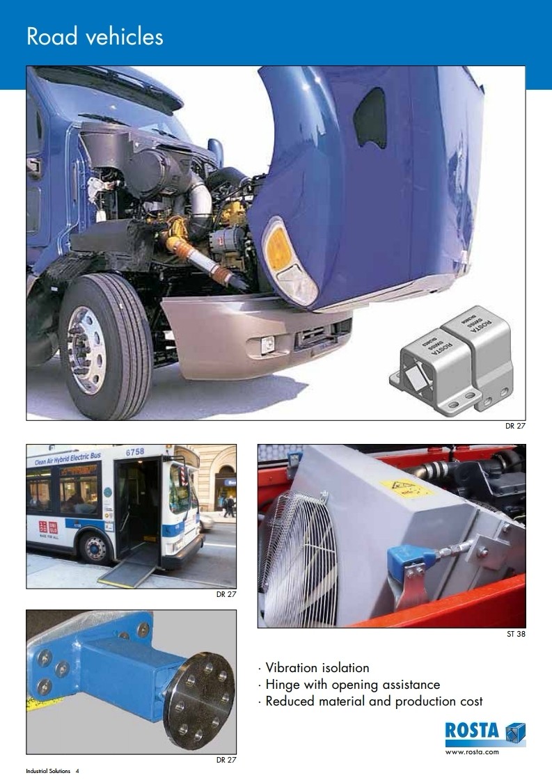 rosta弹性组件,橡胶弹簧张紧装置,张紧器弹性惰轮滚轮,ROSTA橡胶模块的应用于运输行业